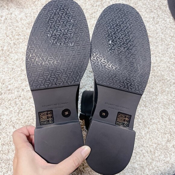 Stuart Weitzman 5050 Bold Zip Bootie Ankle Boots Black Leather US 7 - Made SPAIN - Picture 10 of 12